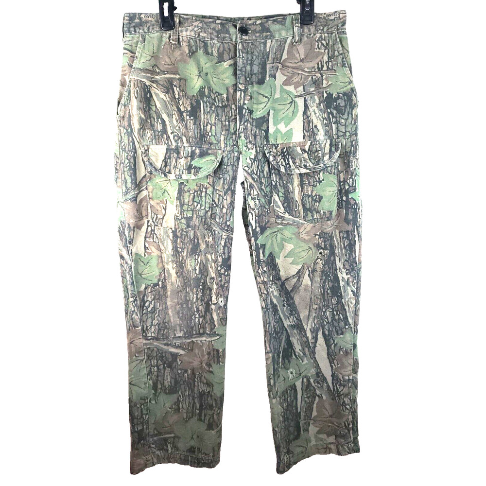 Vintage OCOEE Camo Chamois Cargo Pants Sz 35 Hunting Pants Rebark 100% Cotton